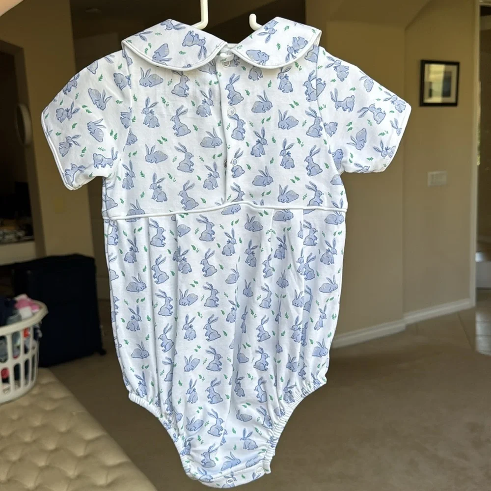 Lila &Hayes collared blue bunny romper